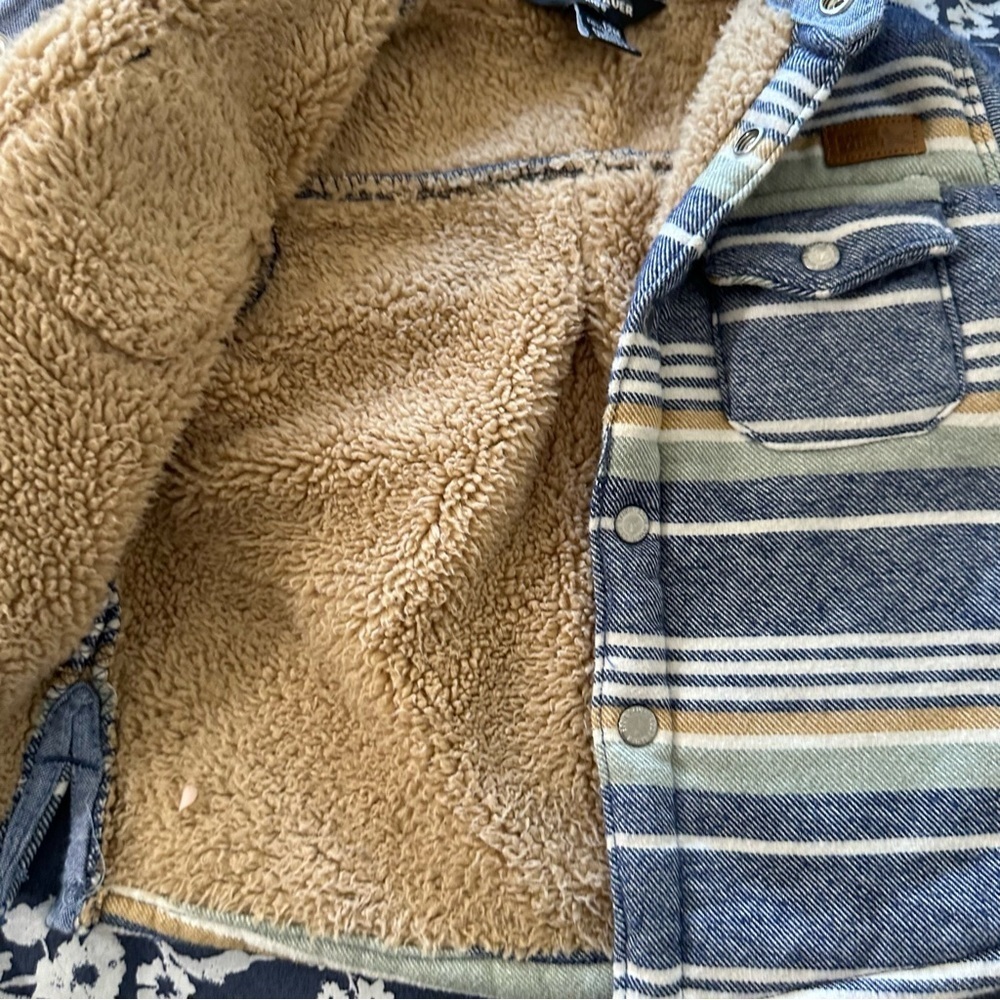 Eddie Bauer Blue and Cream Jean Jacket with Cozy Fleece - Picture 4 of 4